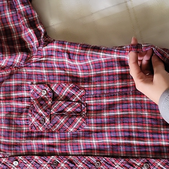 Red Plaid Shirt Dress - Picture 9 of 10